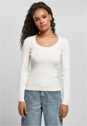 Women's sweater with a wide neckline whitesand