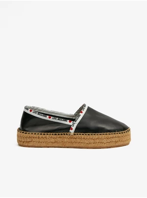 Čierne dámske kožené espadrilky Love Moschino