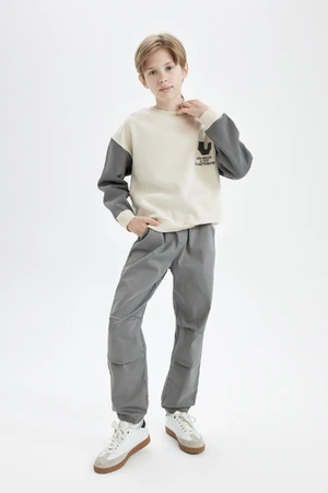 DEFACTO Boy's Lace-Up Waist and Leg Elastic Pocket Jogger Gabardine Trousers