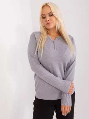 Šedý dámský svetr plus size s viskózou