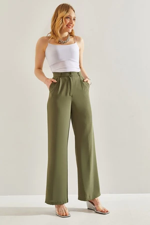 Bianco Lucci Women's High Waist Wide Leg Trousers 3957