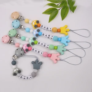 Personalized Baby Handmade Pacifier Chain Pacifier Holder Clip Babies Silicone Teething Chain Comfort Chewing Toys Gifts Cute