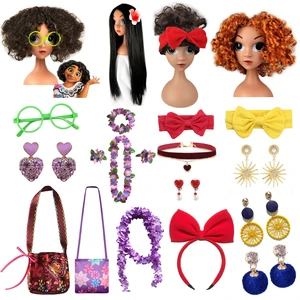 Girls Encanto Mirabel Isabela Costume Accessories Kids Wig Glasses Earrings Garland Headband Bag for Party Dolores Pepa Headwear