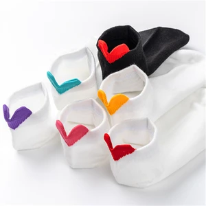 6 Pairs Women Socks Harajuku Female Cotton Ankle Socks White Heart Socks Cute Girls Students Comfortable Casual Short Socks