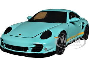 Porsche 911 Turbo (997) Light Blue with Yellow Stripes "Pink Slips" Series 1/24 Diecast Model Car by Jada