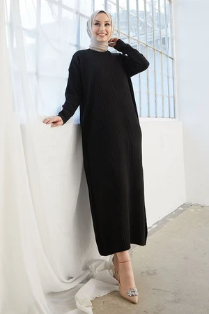 InStyle Arissa Turtleneck Long Knitwear Dress - Black