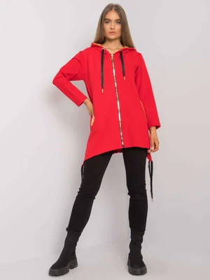 Red zippered sweatshirt with pockets