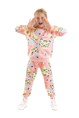 Denokids Floral Cat Girl Tracksuit Set