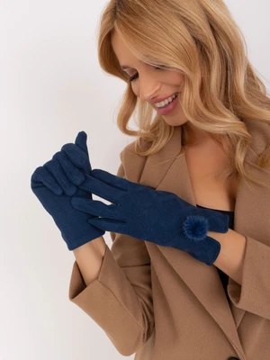 Navy blue gloves with geometric patterns