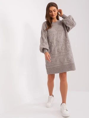 Grey women's knee-length knitted dress