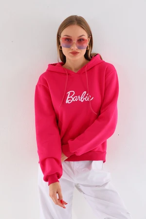 BİKELİFE Oversize Printed Hooded Thick Cotton Sweatshirt.