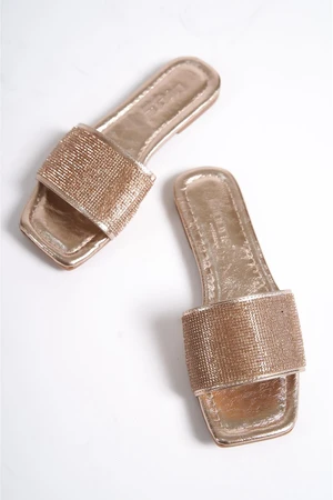 Capone Outfitters Women's Slippers with Capone Stones and Single Strap, Flat Heel.