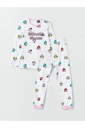 LC Waikiki Crew Neck Minnie Mouse Printed Long Sleeve Girls' Pajamas Set