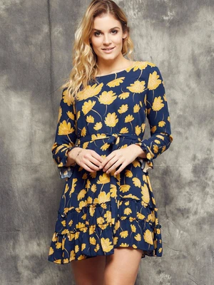 Cocomore Boutiqe floral dress tied at the waist navy blue