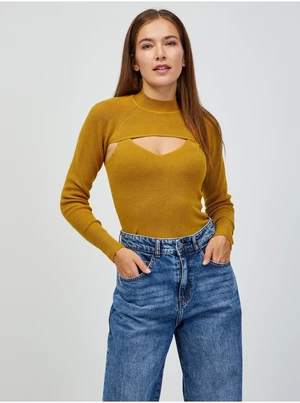 Mustard ribbed sweater/top 2in1 JDY Sibba