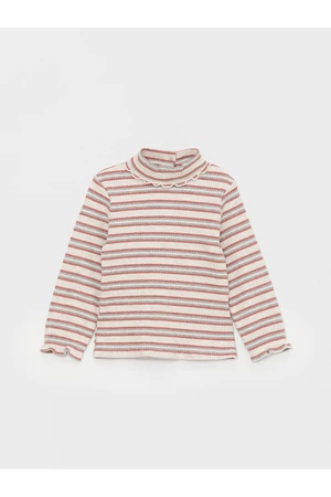 LC Waikiki Half Turtleneck Striped Soft Textured Baby Girl T-Shirt