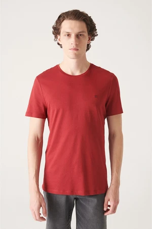 Avva Men's Claret Red Ultrasoft Crew Neck Cotton Slim Fit Slim Fit T-shirt