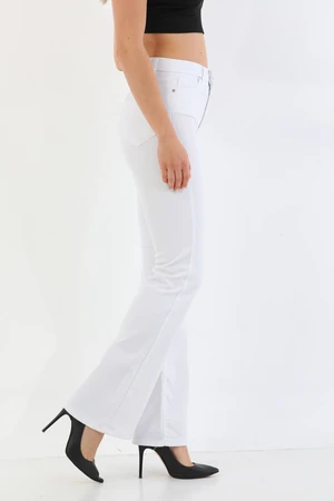 BİKELİFE Women's White Spanish Leg Stretch Lycra Pants