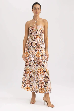 DEFACTO Strapless Ethnic Patterned Sleeveless Midi Dress