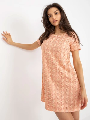 Peach openwork cocktail dress