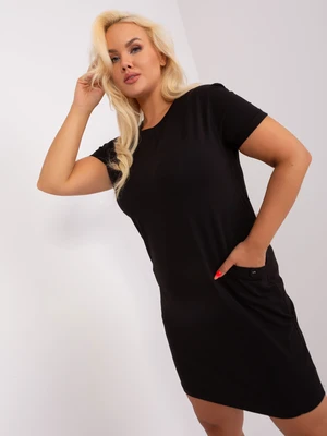 Black dress size plus with short sleeves