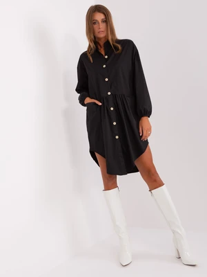 Black shirt dress with ZULUNA pockets