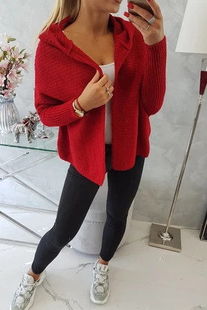 Hooded sweater with batwing sleeve