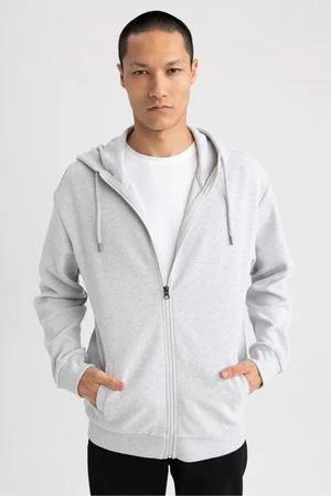 DEFACTO Comfort Fit Hooded Zippered Cardigan