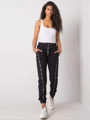 Women's Black Cotton Sweatpants