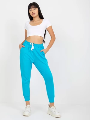 Basic blue sweatpants with elastic waistband
