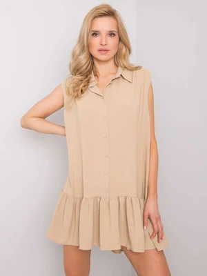 Beige dress with ruffle Odelia RUE PARIS