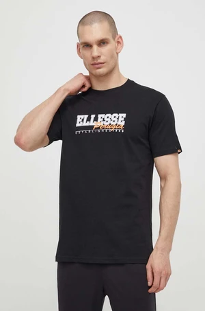 Bavlněné tričko Ellesse Zagda T-Shirt černá barva, s potiskem, SHV20122