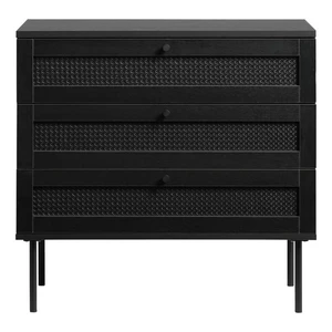 Czarna niska komoda w dekorze dębu 80x75 cm Pensacola – Unique Furniture