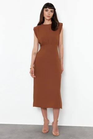 Trendyol Brown A-line Midi Woven Dress