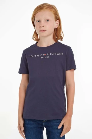 Dětské bavlněné tričko Tommy Hilfiger tmavomodrá barva, s potiskem, KS0KS00210