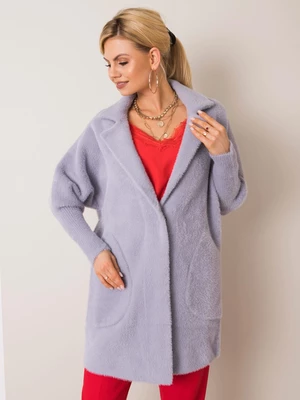 Gray fluffy coat made of alpaca