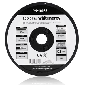 LED szalag WhiteEnergy 50m SMD3528 4.8W/ m 8mm, Hideg fehér