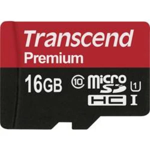 Paměťová karta microSDHC, 16 GB, Transcend Premium, Class 10, UHS-I