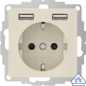 Zásuvka do zdi 2USB 2U-449290 VDE, s USB, dětská ochrana, IP20, krémově bílá, třpytivý efekt