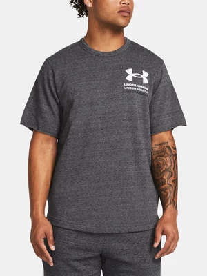Under Armour UA Rival Terry SS Colorblock Dark Grey Sports T-Shirt