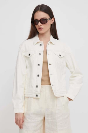 Džínová bunda Pepe Jeans REGULAR JACKET dámská, béžová barva, přechodná, PL402391TB7