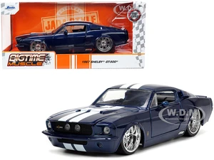 1967 Ford Mustang Shelby GT500 Dark Blue Metallic with White Stripes "Bigtime Muscle" Series 1/24 Diecast Model Car by Jada