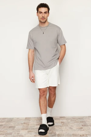 Trendyol Grey Oversize/Wide Cut Basic 100% Cotton T-Shirt