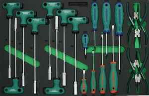 Modul - ruční nářadí - šroubováky, nástrčné klíče, kleště, 20 ks - JONNESWAY D71120SV