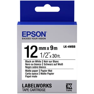 Epson LabelWorks LK-4WBB C53S654023 12mm x 9m, čierna tlač / biely podklad, matná, originálna páska