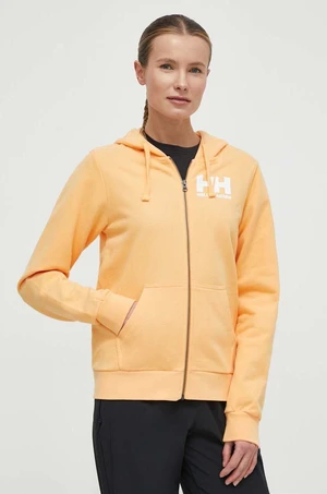 Bavlněná mikina Helly Hansen dámská, žlutá barva, s kapucí, melanžová, 34461