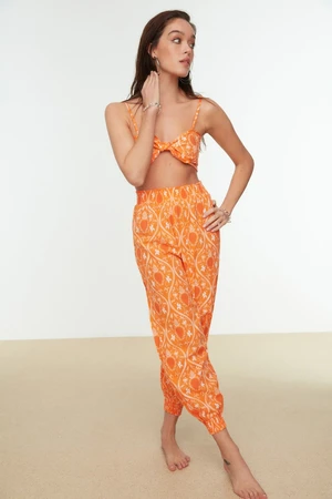 Trendyol Orange Patterned Beach Bottom and Top Set