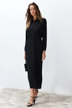 Trendyol Black Waist Detailed Woven Shirt Dress