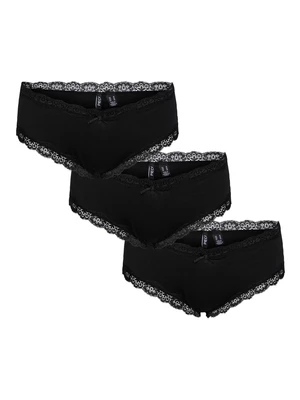 Pieces 3 PACK - dámske nohavičky PCNOLA Hipster 17108468 Black L