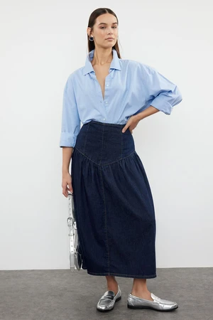 Trendyol Dark Blue Maxi Denim Skirt